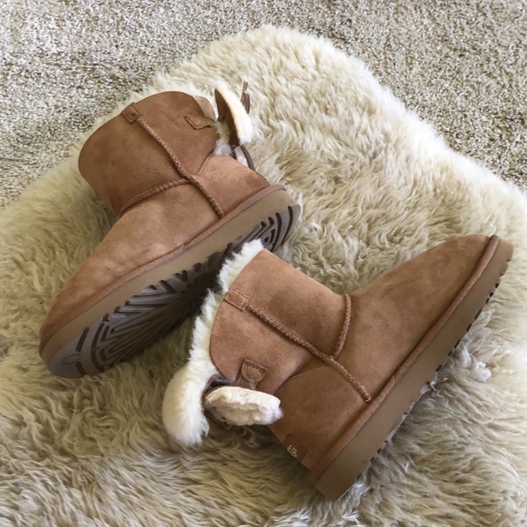 UGG Classic Double Bow Mini in Chestnut Size 6 - Picture 4 of 16